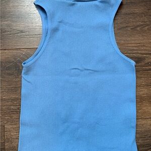 Blue Ribbed Tank Top